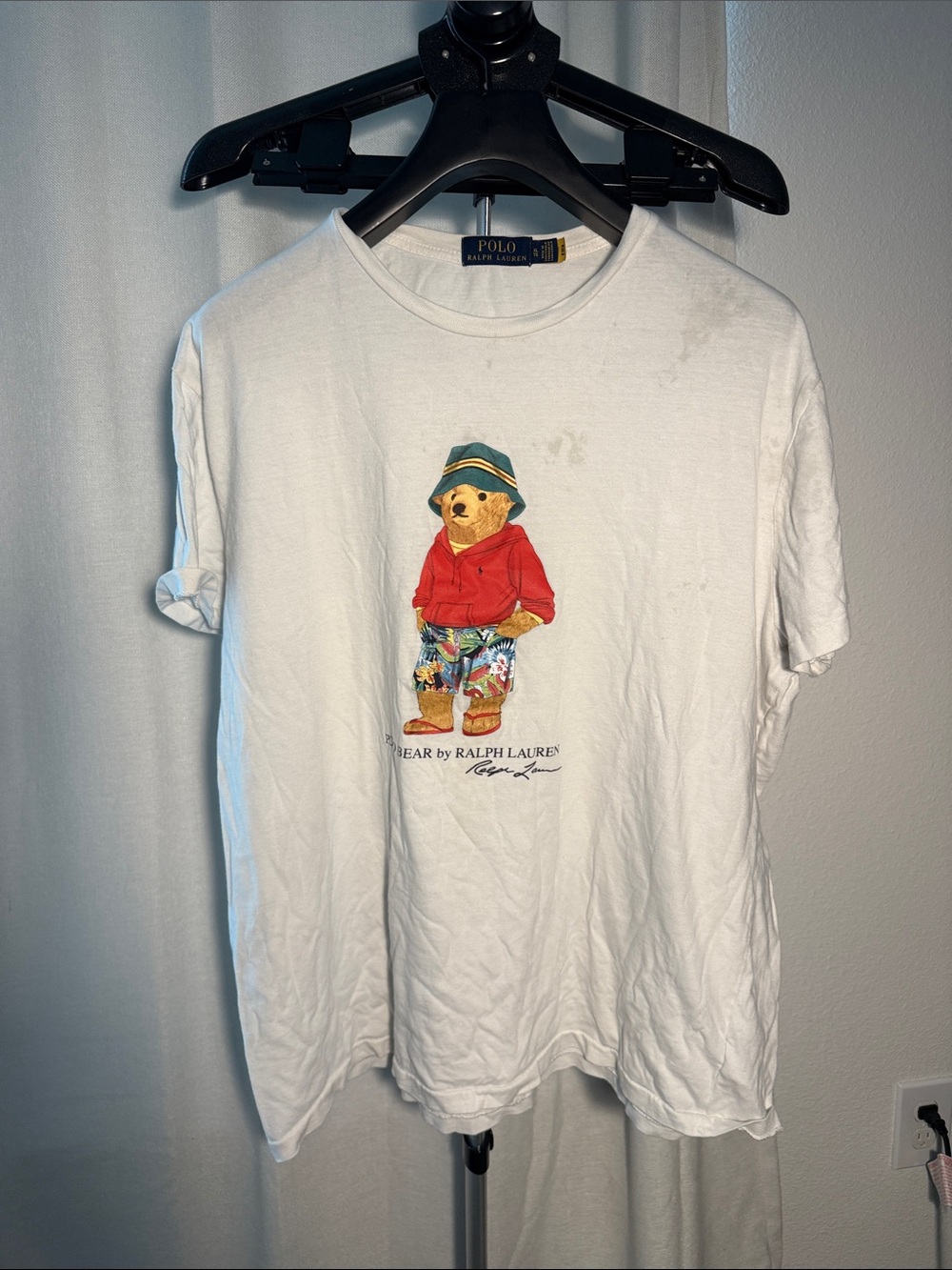 Polo by Ralph Lauren White Tee with Multicolor Bear Graphic